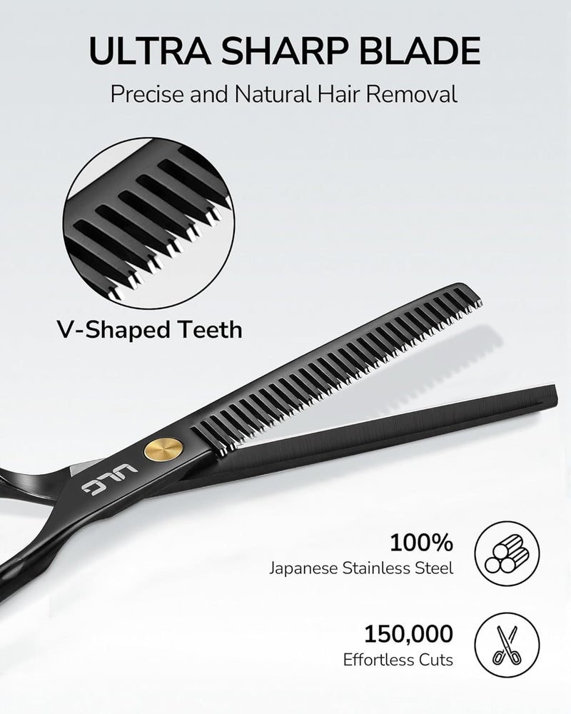 ULG Professional Thinning Shears for Hair Cutting - 6.5’’ Hair Thinning Scissors, Ultra Sharp Japanese Stainless Steel, Ergonomic Handle for Barbers, Stylists, Salon & Home Use, Black - Image 5